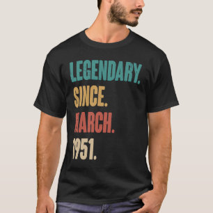 Camiseta 72 anos Vintage 1951 Aniversário 72 de março