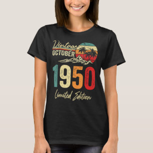 Camiseta 72 anos Vintage outubro de 1950 72º aniversário