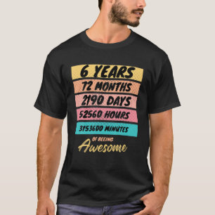 Camiseta 72 Meses Crianças Retro Vintage 6 Anos Aniversário
