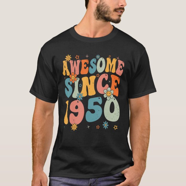 Camiseta 73.º Aniversário Impressionante Desde 1950 73 Anos (Frente)