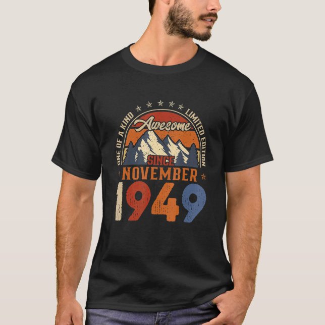 Camiseta 73 anos de idade incrível desde novembro de 1949 7 (Frente)