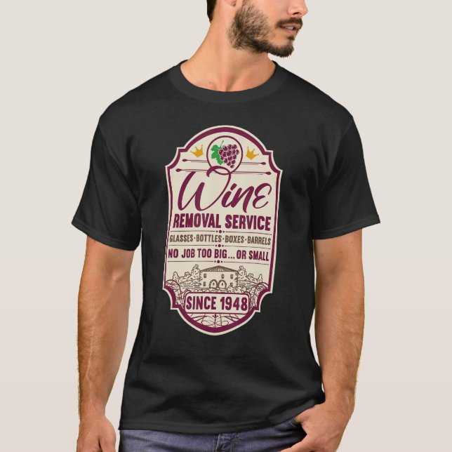Camiseta 74.º Aniversário Eu rotulo Decanter de Vinho I Rem (Frente)
