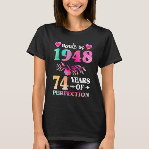 Camiseta 74.º Aniversário Para As Mulheres Feitas Em 1948 7