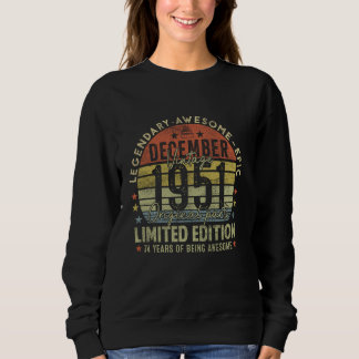 Camiseta 74. º aniversário Presentes Vintage dezembro 1951