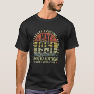 Camiseta 74. º aniversário Presentes Vintage maio de 1951 7