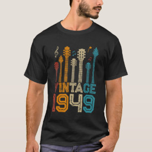 Camiseta 74. Aniversário Vintage 1949 Guitarra Guitarista