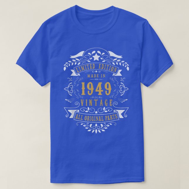 Camiseta 74 anos 74. º aniversário Nascer em 1949 Homens W (Frente do Design)