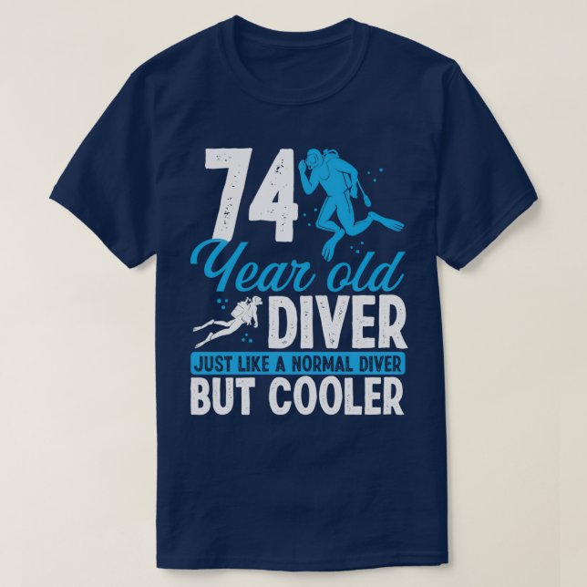 Camiseta 74 Anos Scuba Diver Snorkel 74 Aniversário (Frente do Design)