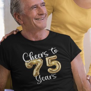 Camiseta 75º Aniversário Anima 75 anos Balões Dourados