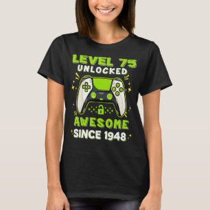 Camiseta 75º Aniversário Boys Nível 75 Desbloqueados 75 Ano