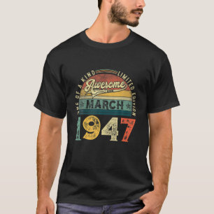 Camiseta 75º Aniversário Decoração Março De 1947 Homens Mul