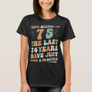 Camiseta 75.º aniversário Homem Mulher 2023 Groovy Life com