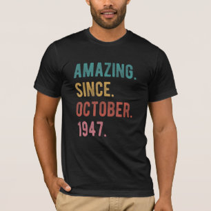 Camiseta 75 anos 75 anos surpreendentes desde 1 de outubro