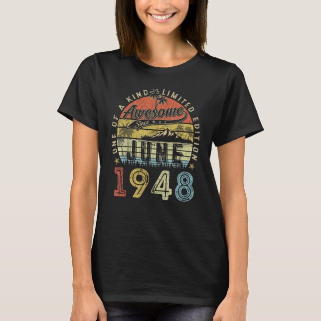Camiseta 75 anos de idade incrível desde junho de 1948 75º  (Frente)