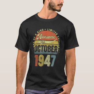 Camiseta 75 anos de idade incrível desde outubro de 1947 75