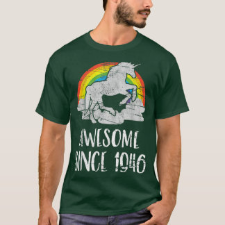 Camiseta 75 anos, unicórnio vintage, incrível desde 1946