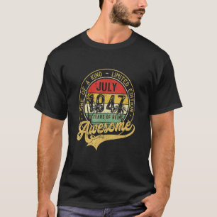 Camiseta 75 anos Vintage julho de 1947 75º aniversário