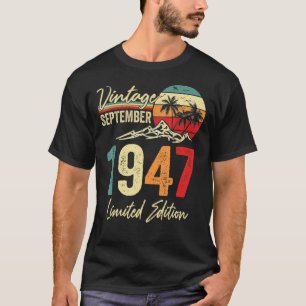Camiseta 75 anos Vintage setembro de 1947 75th