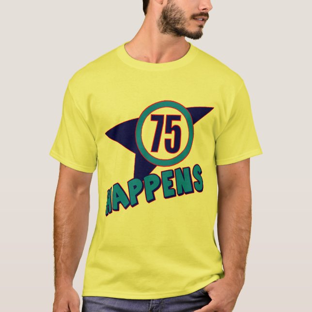 Camiseta 75th O aniversário acontece presentes (Frente)