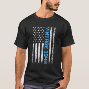 Camiseta 76 anos Vintage 1946 American Flag 76th Birth