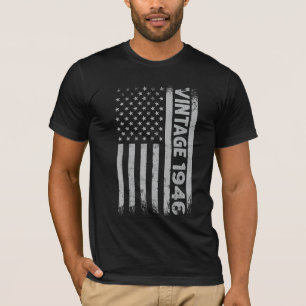 Camiseta 76 anos Vintage 1946 American Flag 76th Birth
