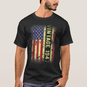 Camiseta 76 anos Vintage 1947 American Flag 76th Birth