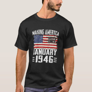 Camiseta 76Th Birthday January 1946 American Flag 76 Years