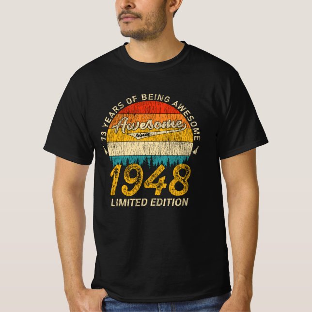 Camiseta 77 anos de idade 1948 Retro Incrível 77º presente  (Frente)