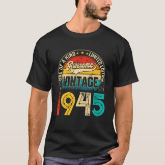 Camiseta 77 Anos De Idade Vintage 1945 Edição Limitada 77º