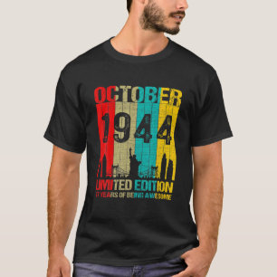 Camiseta 77 anos Vintage de aniversário de outubro de 1944 