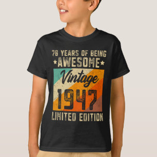 Camiseta 78. º Aniversário do Men 78 Anos Mulheres de 1947 