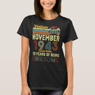 Camiseta 78 anos 78. º aniversário Vintage novembro 1943
