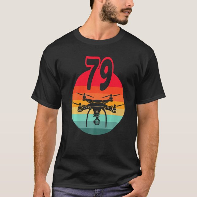 Camiseta 79.º Aniversário I - Drones com controle remoto re (Frente)