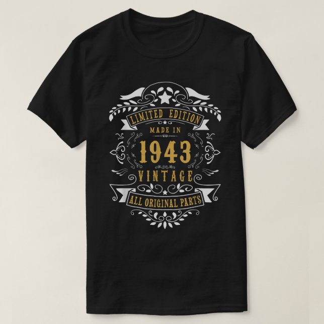 Camiseta 79 anos 79. Aniversário fez Nascer em 1943 Homens  (Frente do Design)