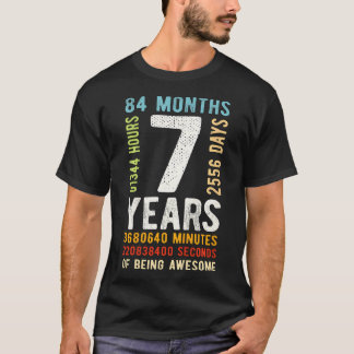 Camiseta 7 Aniversário Com 7 Anos De Idade, Retro 84 Meses