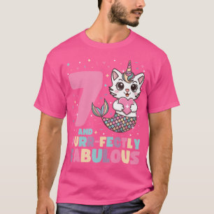 Camiseta 7 Aniversário De 7 Anos De Idade, Sereia Unicórnio