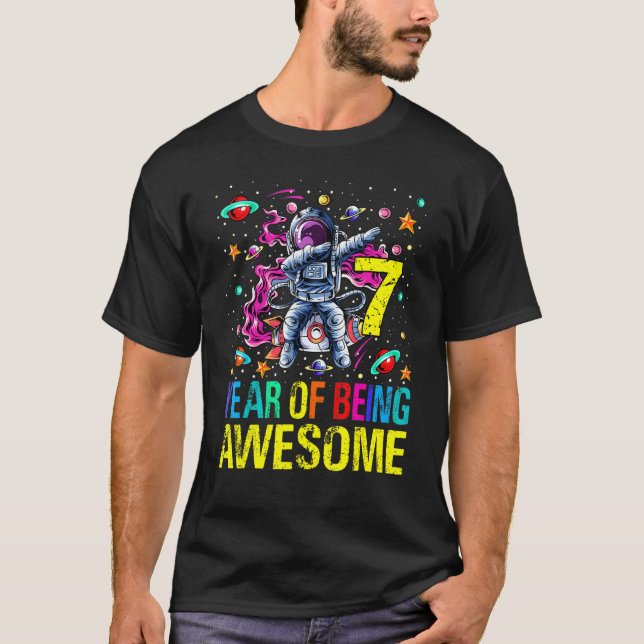 Camiseta 7 Aniversário De Ser Astronauta Espetacular (Frente)