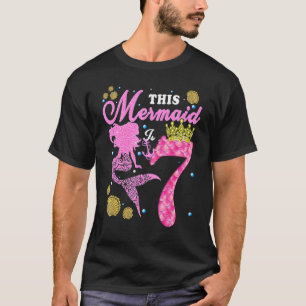 Camiseta 7 Aniversário Esta Sereia Tem 7 Anos Menina