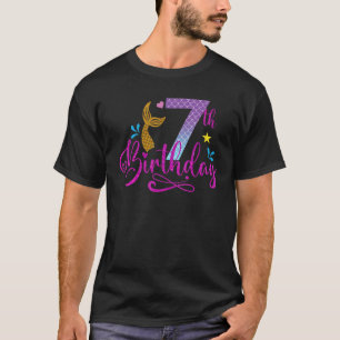 Camiseta 7 Aniversário Esta Sereia Tem 7 Raparigas E 7 Anos