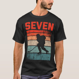 Camiseta 7 Aniversário Retro Hóquei no Gelo 7 Anos Menina