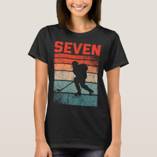 Camiseta 7 Aniversário Retro Hóquei no Gelo 7 Anos Menina