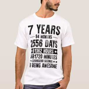 Camiseta 7 Anos 84 Meses De Aniversário Incrível