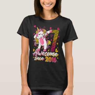 Camiseta 7 Anos Dabbing Unicorn doa 7 Birthday Gir