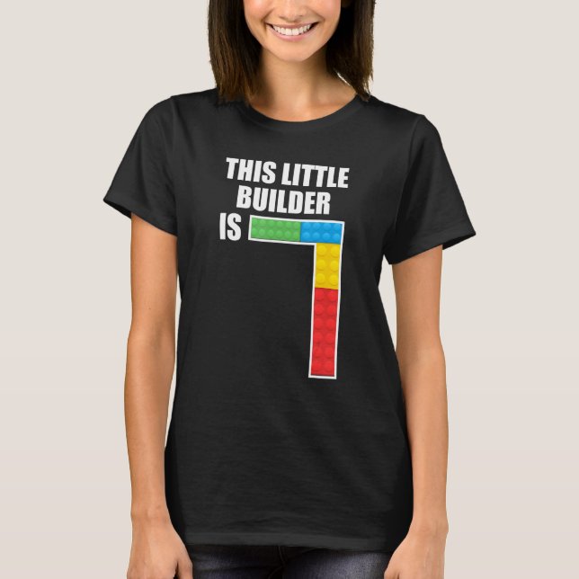 Camiseta 7 Anos De Idade Edifícios Blocos De Brick De 7 Ani (Frente)