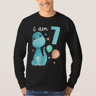 Camiseta 7 Anos De Idade Menina Dinossaur Di Bebê De 7 Anos