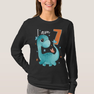 Camiseta 7 Anos De Idade Menina Dinossaur Di Bebê De 7 Anos
