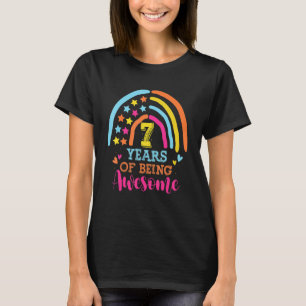 Camiseta 7 Anos De Incrível Mão Arco-Íris 7 de Aniversário