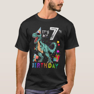 Camiseta 7 anos é meu 7 Aniversário Dinossauro Rex 2