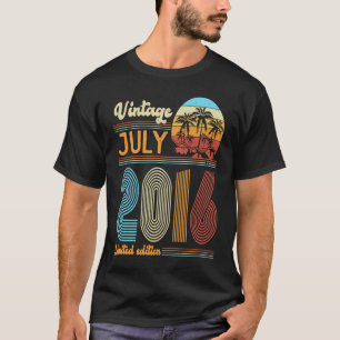 Camiseta 7 anos Vintage de aniversário julho de 2016 Menina