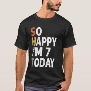 Camiseta 7 Anos Vintage De Aniversário Tão Feliz Que Eu Ten